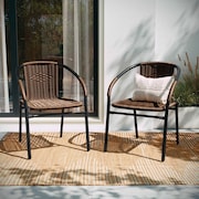 Flash Furniture Lila 2 Pack Medium Brown Rattan Indoor-Outdoor Restaurant Stack Chair 2-TLH-037-DK-BN-GG